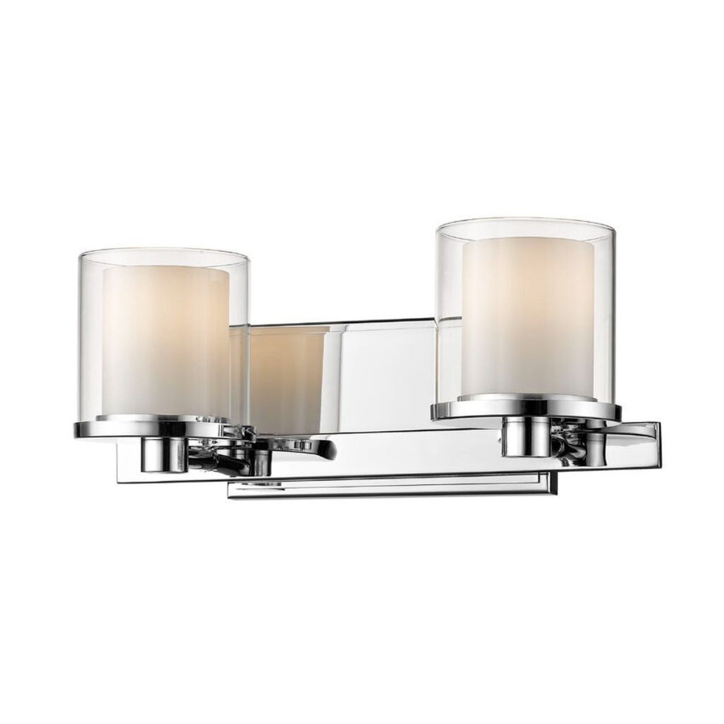 Z-Lite Schema 15" 2-Light LED Chrome Vanity Light With Clear and Matte Opal Glass Shade