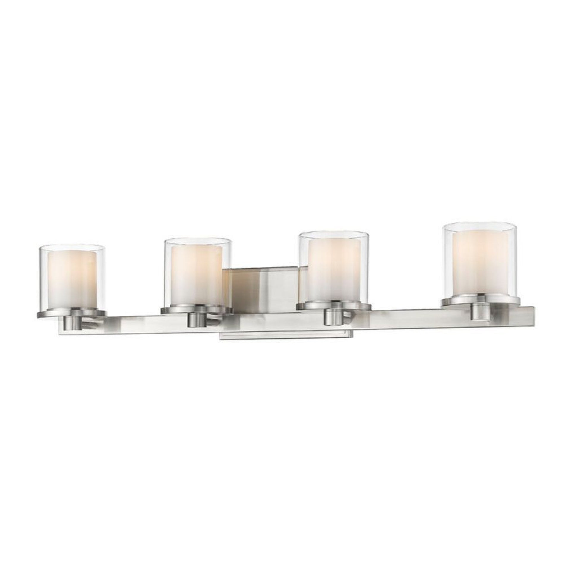 Z-Lite Schema 32" 4-Light LED Brushed Nickel Vanity Light With Clear and Matte Opal Glass Shade