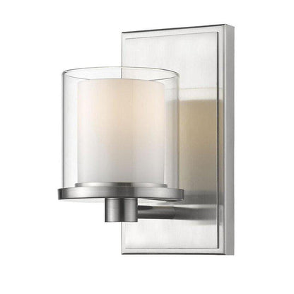 Z-Lite Schema 5" 1-Light LED Brushed Nickel Vanity Light With Clear and Matte Opal Glass Shade
