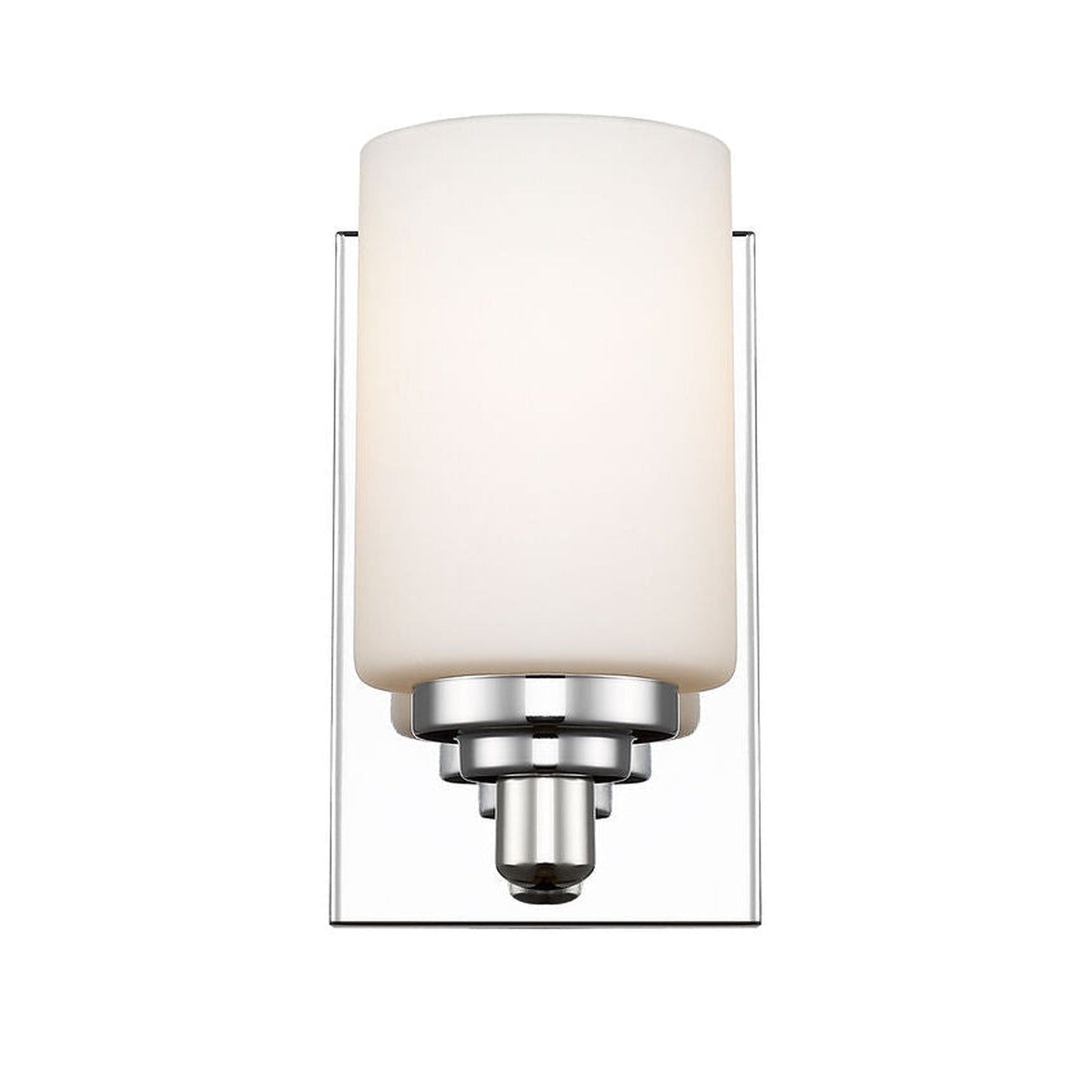Z-Lite Soledad 5" 1-Light Chrome Wall Sconce With White Glass Shade