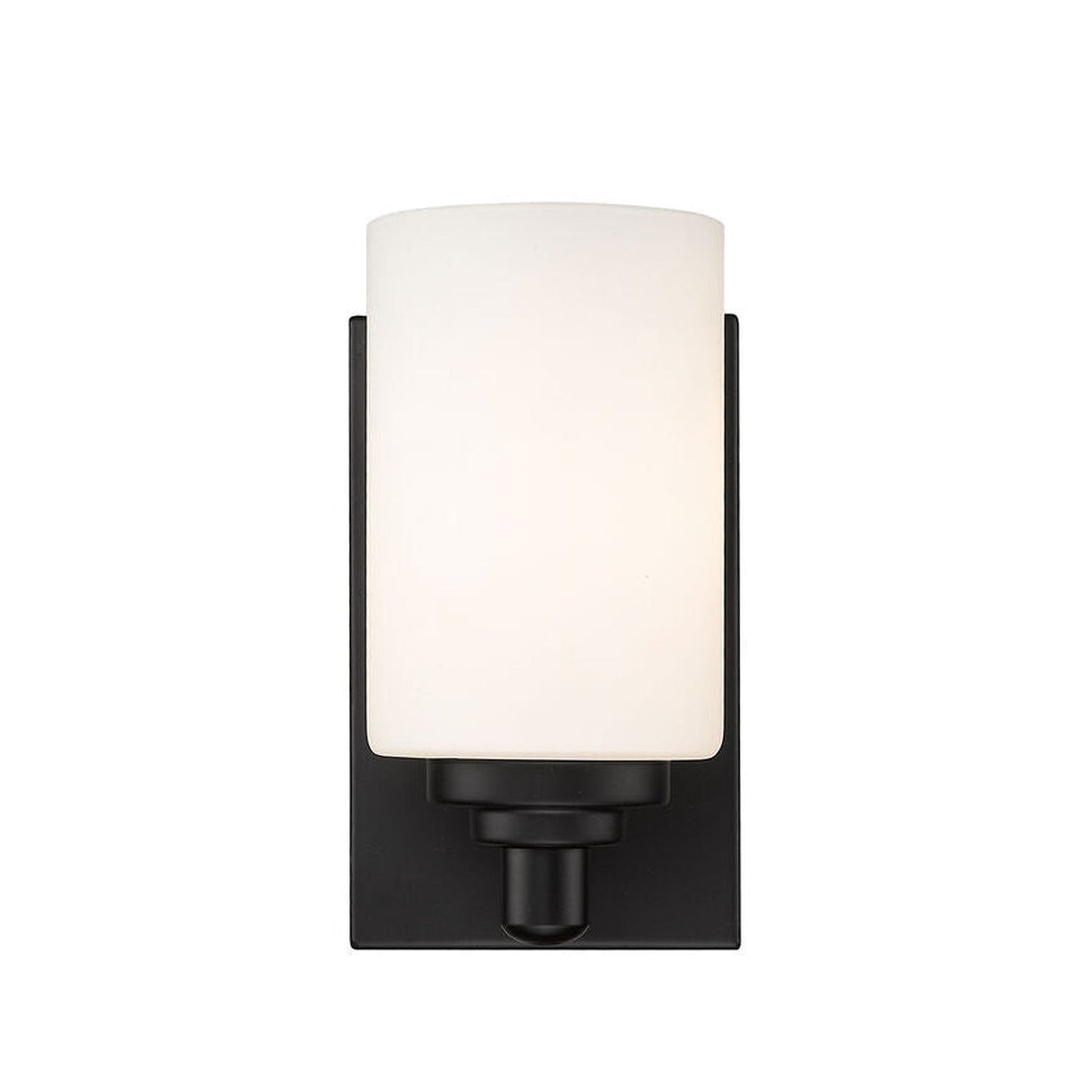 Z-Lite Soledad 5" 1-Light Matte Black Wall Sconce With White Glass Shade