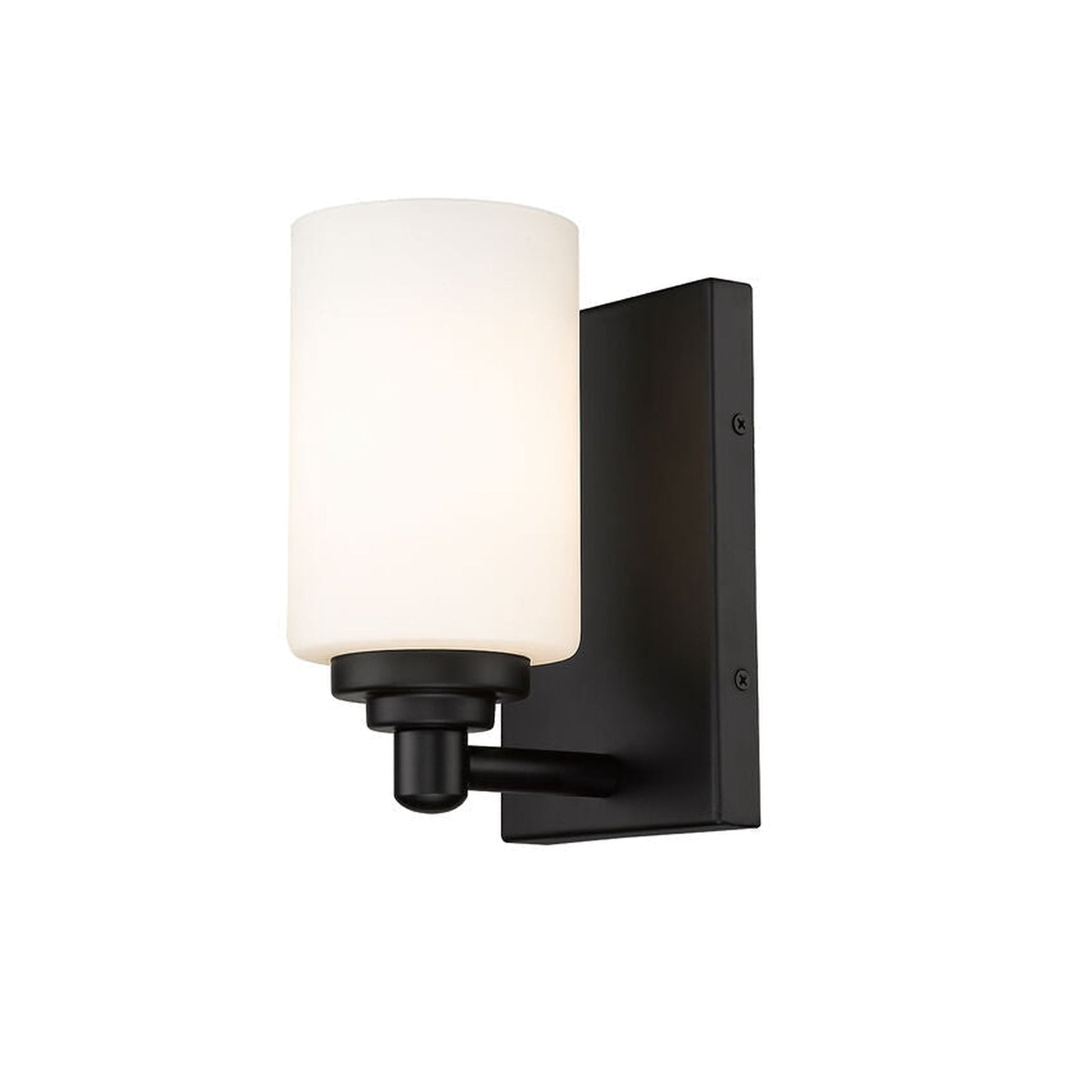 Z-Lite Soledad 5" 1-Light Matte Black Wall Sconce With White Glass Shade