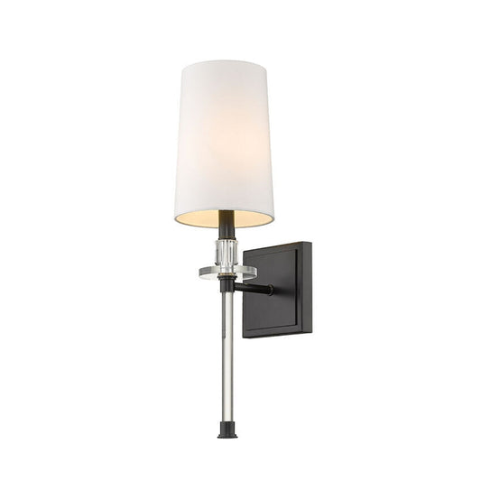 Z-Lite Sophia 6" 1-Light Matte Black Wall Sconce With White Fabric Shade