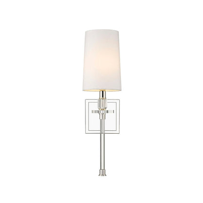Z-Lite Sophia 6" 1-Light Polished Nickel Wall Sconce With White Fabric Shade