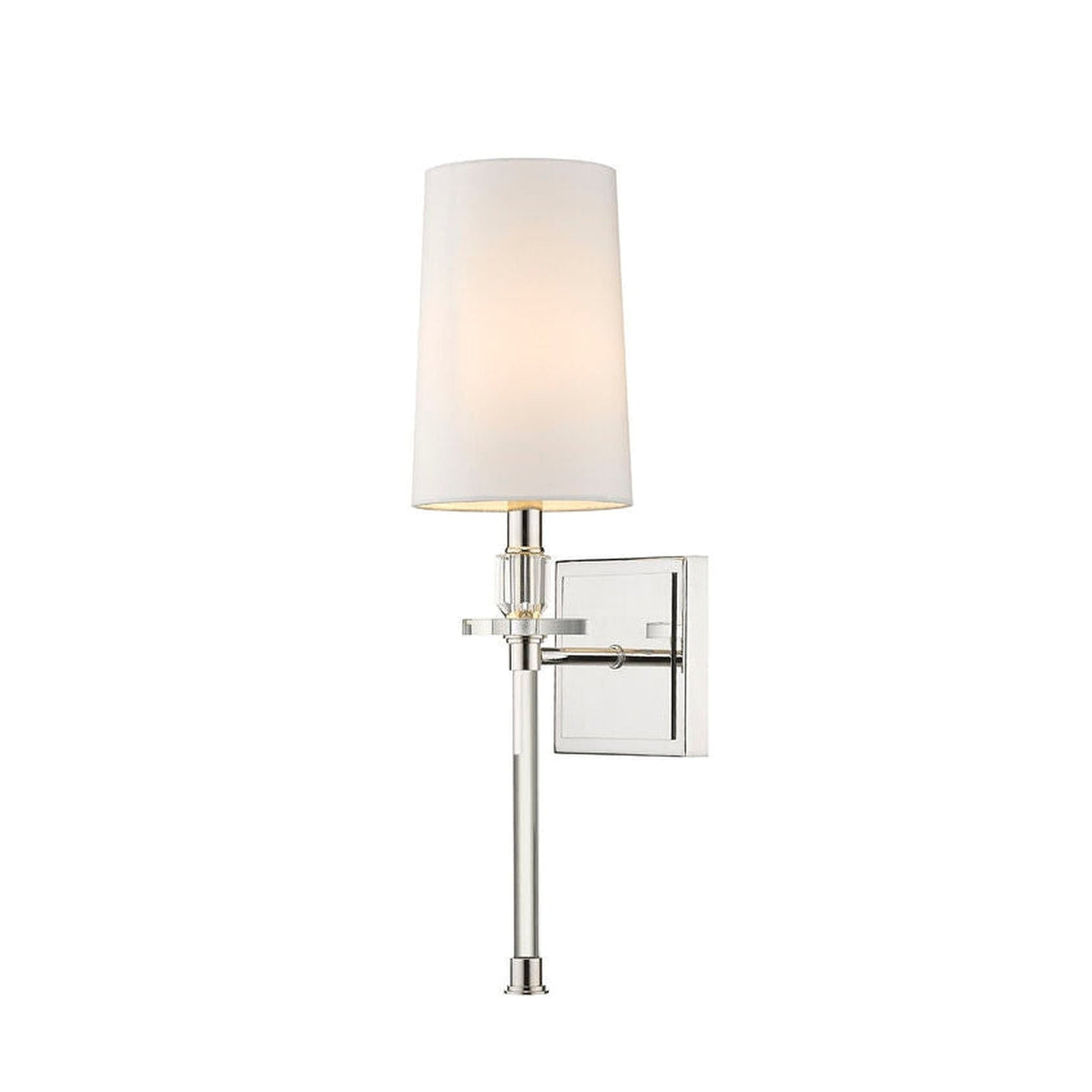 Z-Lite Sophia 6" 1-Light Polished Nickel Wall Sconce With White Fabric Shade