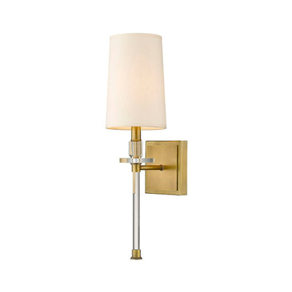 Z-Lite Sophia 6" 1-Light Rubbed Brass Wall Sconce With Beige Parchment Paper Shade