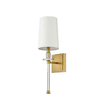 Z-Lite Sophia 6" 1-Light Rubbed Brass Wall Sconce With Beige Parchment Paper Shade