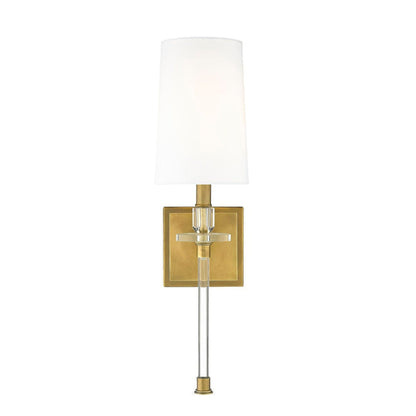 Z-Lite Sophia 6" 1-Light Rubbed Brass Wall Sconce With White Fabric Shade