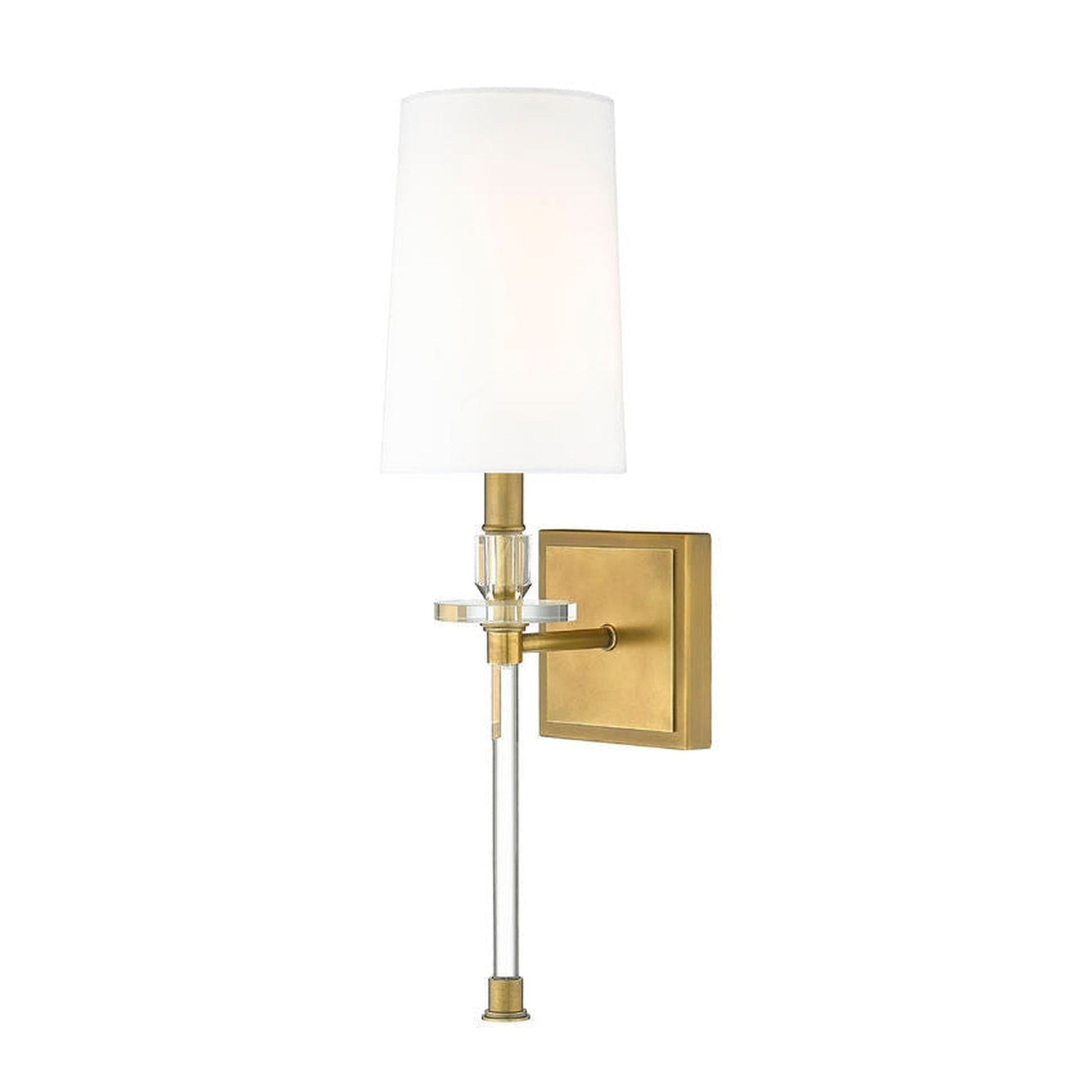 Z-Lite Sophia 6" 1-Light Rubbed Brass Wall Sconce With White Fabric Shade