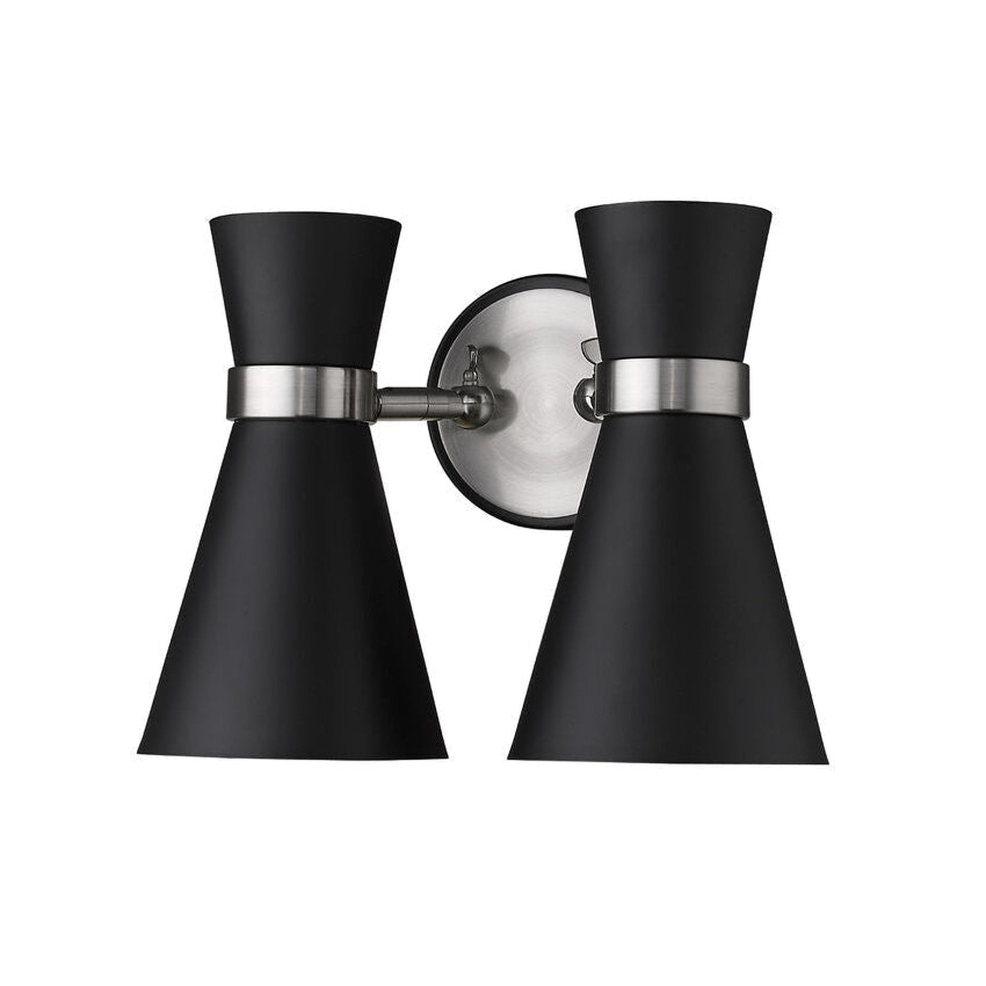Z-Lite Soriano 12" 2-Light Matte Black and Brushed Nickel Wall Sconce With Matte Black Metal Shade