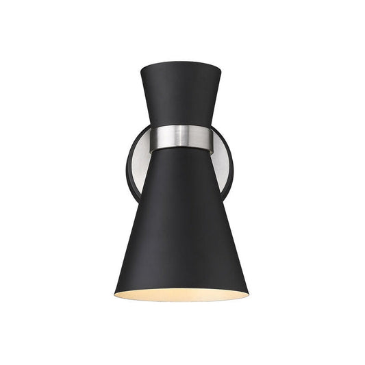 Z-Lite Soriano 6" 1-Light Matte Black and Brushed Nickel Wall Sconce With Matte Black Metal Shade