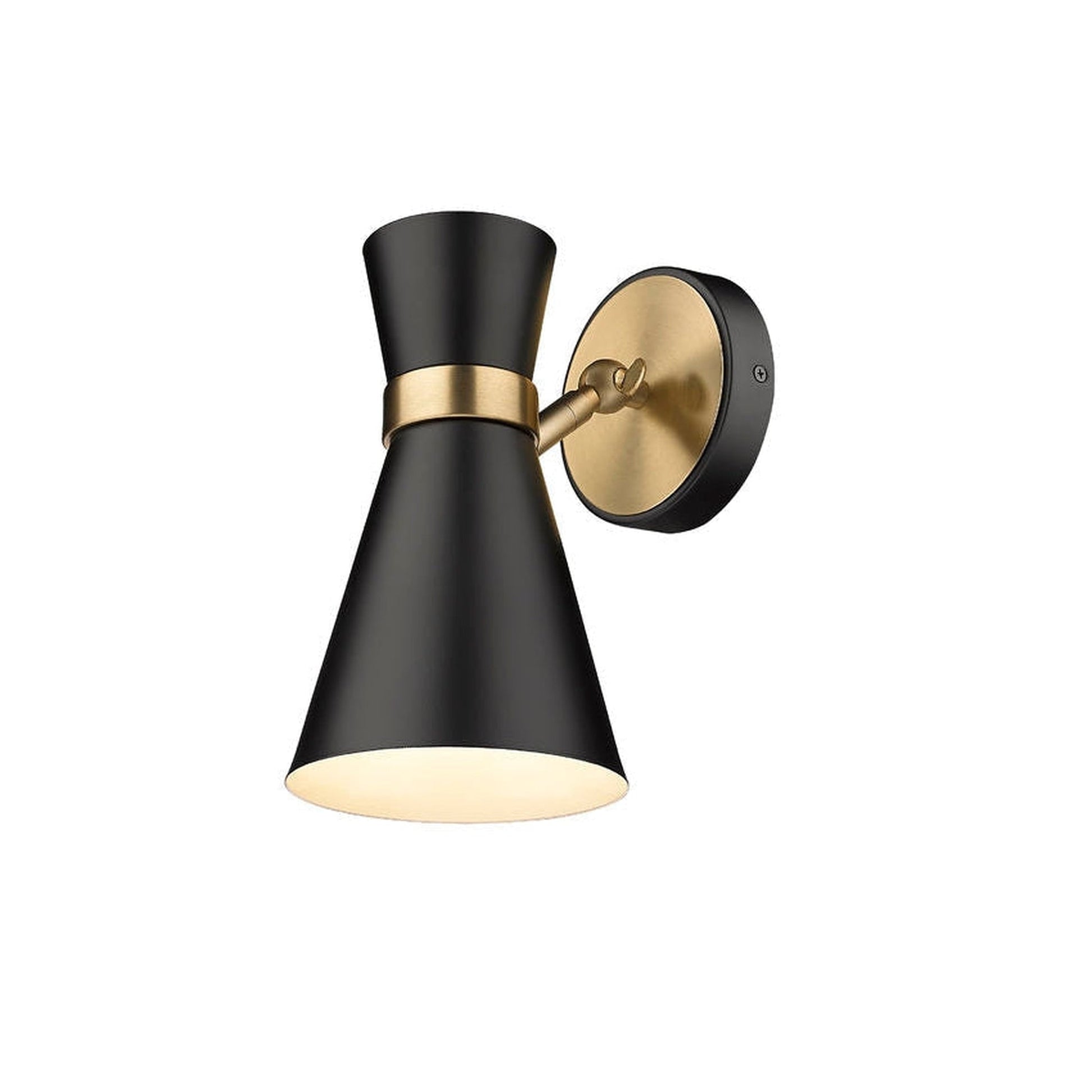 Z-Lite Soriano 6" 1-Light Matte Black and Heritage Brass Wall Sconce With Matte Black Metal Shade