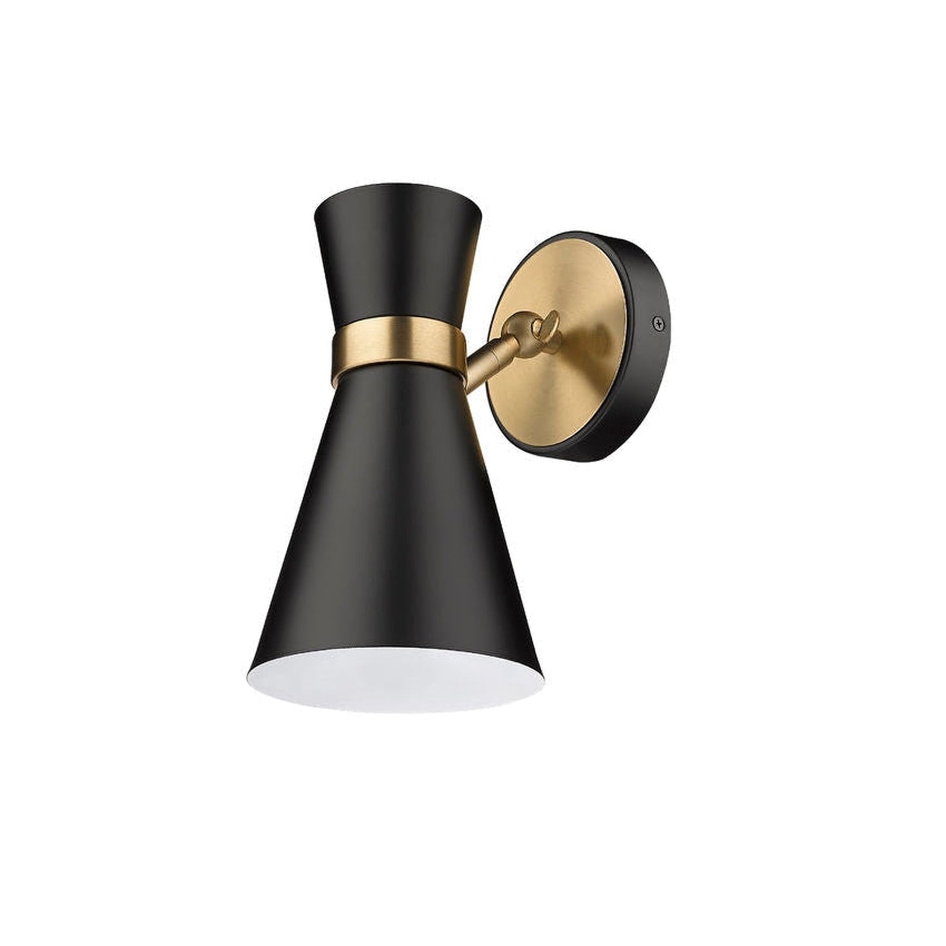 Z-Lite Soriano 6" 1-Light Matte Black and Heritage Brass Wall Sconce With Matte Black Metal Shade