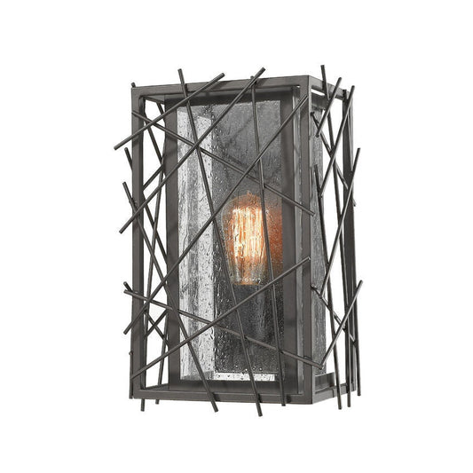 Z-Lite Stanwood 9" 1-Light Bronze Wall Sconce With Water Droplet Glass Shade