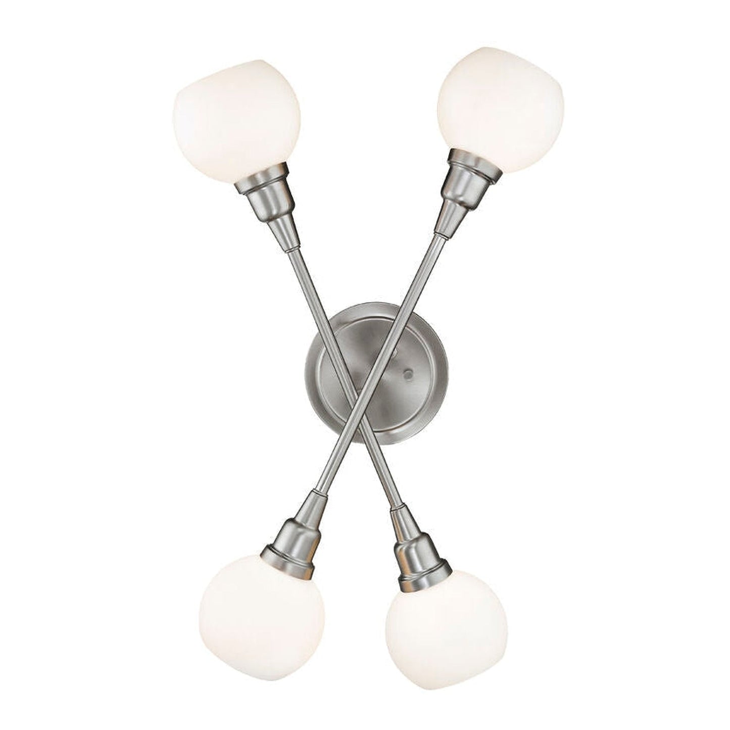 Z-Lite Tian 12" 4-Light Brushed Nickel Wall Sconce With Matte Opal Glass Shade