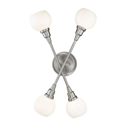 Z-Lite Tian 12" 4-Light LED Brushed Nickel Wall Sconce With Matte Opal Glass Shade