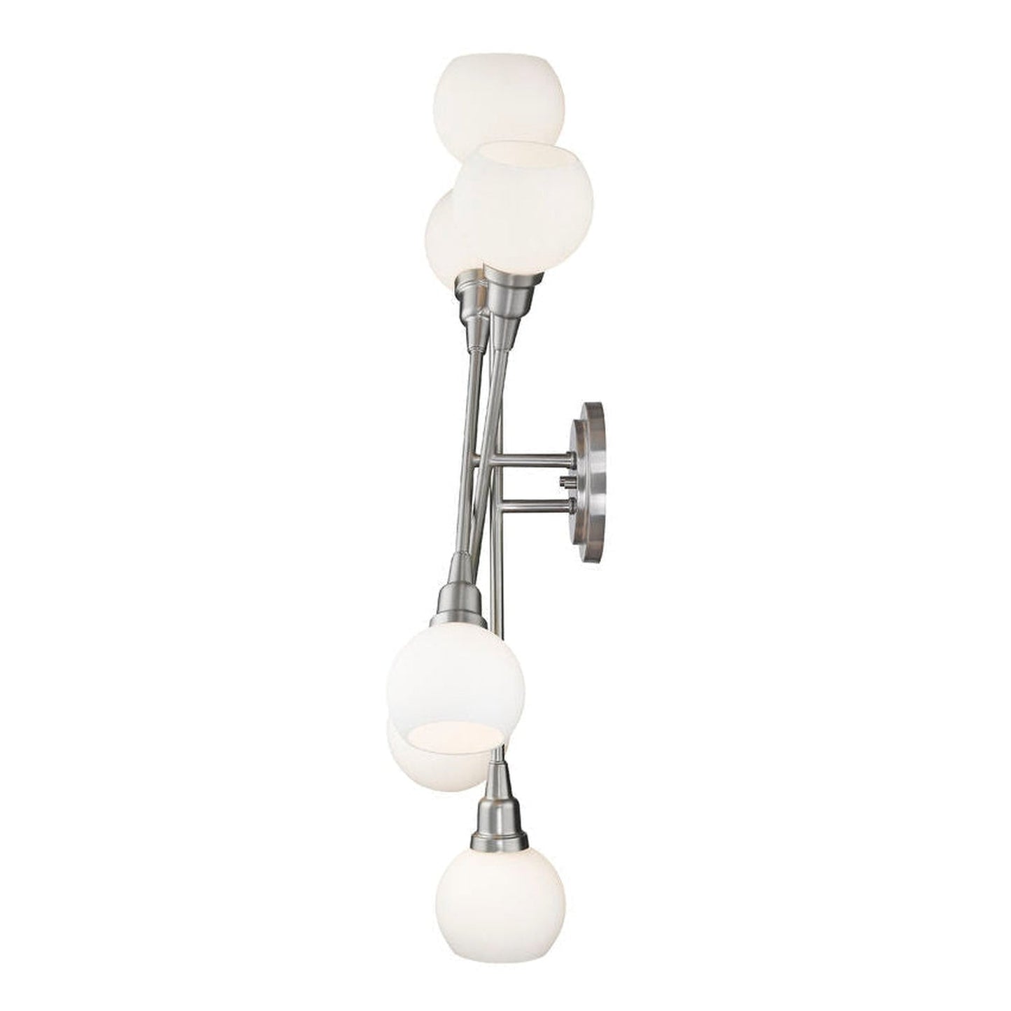 Z-Lite Tian 15" 6-Light Brushed Nickel Wall Sconce With Matte Opal Glass Shade