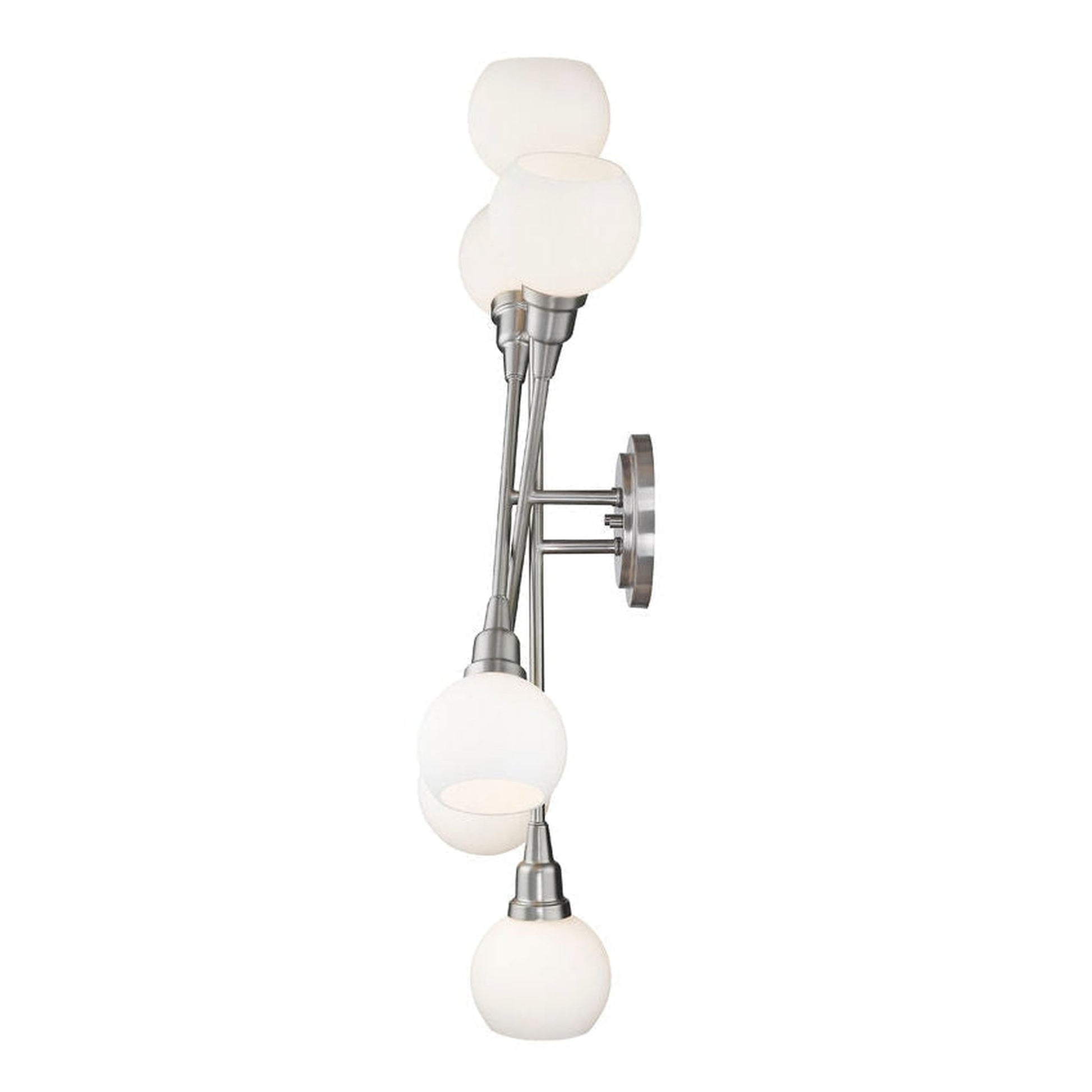 Z-Lite Tian 15" 6-Light LED Brushed Nickel Wall Sconce With Matte Opal Glass Shade