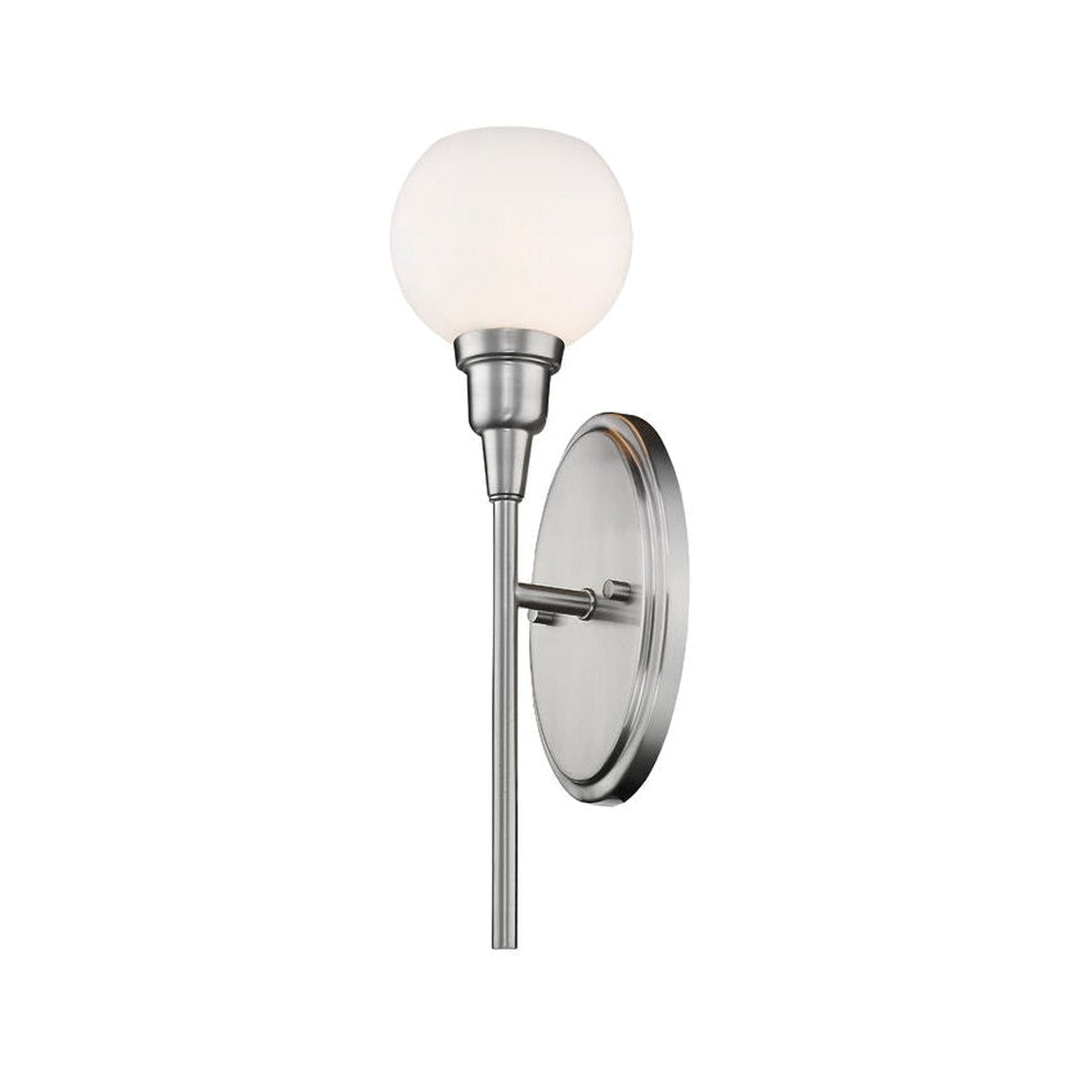 Z-Lite Tian 5" 1-Light LED Matte Opal Glass Shade Wall Sconce With Brushed Nickel Frame Finish