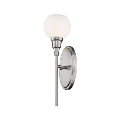 Z-Lite Tian 5" 1-Light LED Matte Opal Glass Shade Wall Sconce With Brushed Nickel Frame Finish