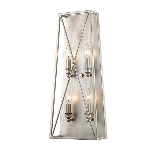 Z-Lite Trestle 10" 4-Light Antique Silver Shade Wall Sconce With Antique Silver Frame Finish