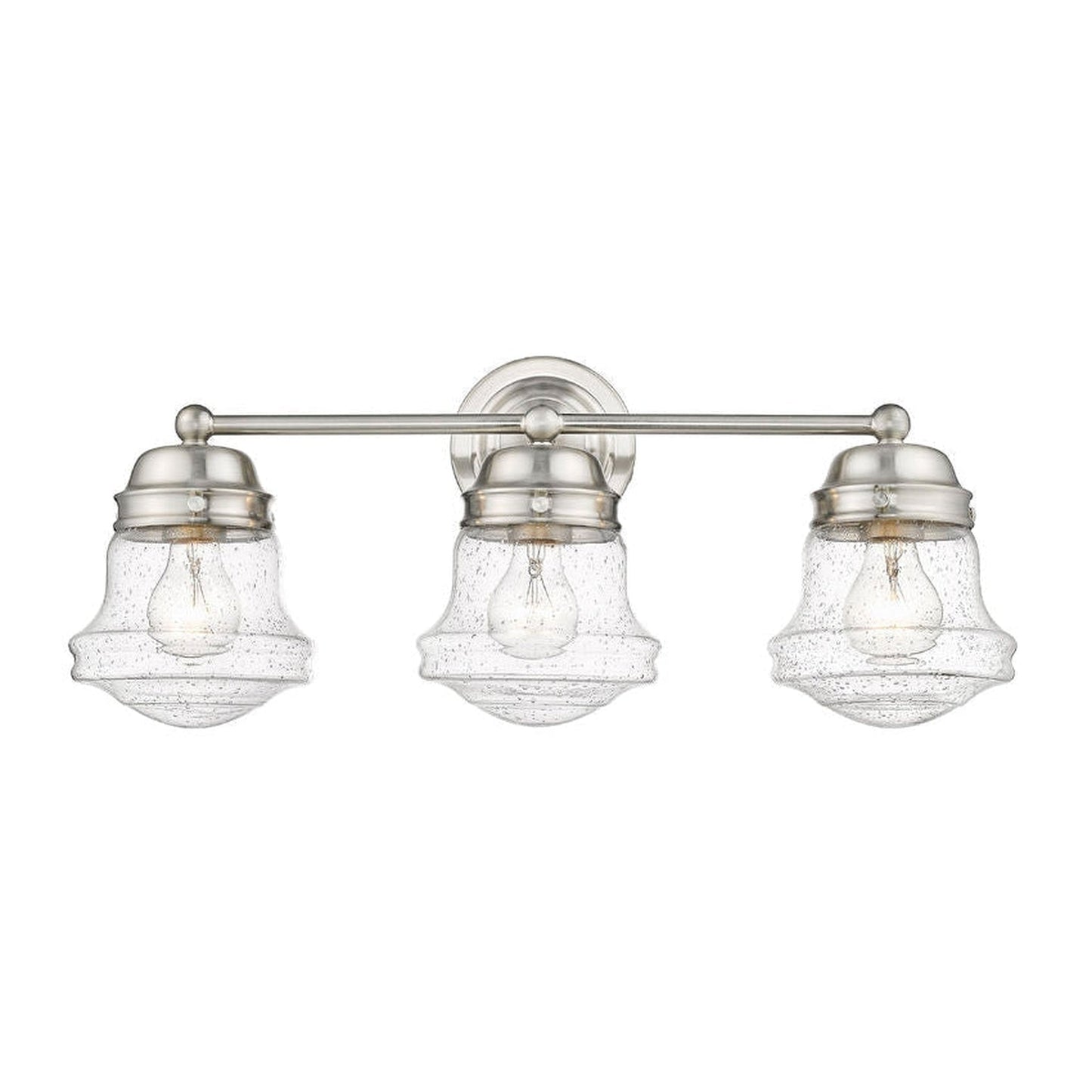 Z-Lite Vaughn 23" 3-Light Brushed Nickel Vanity Light With Clear Seedy Glass Shade