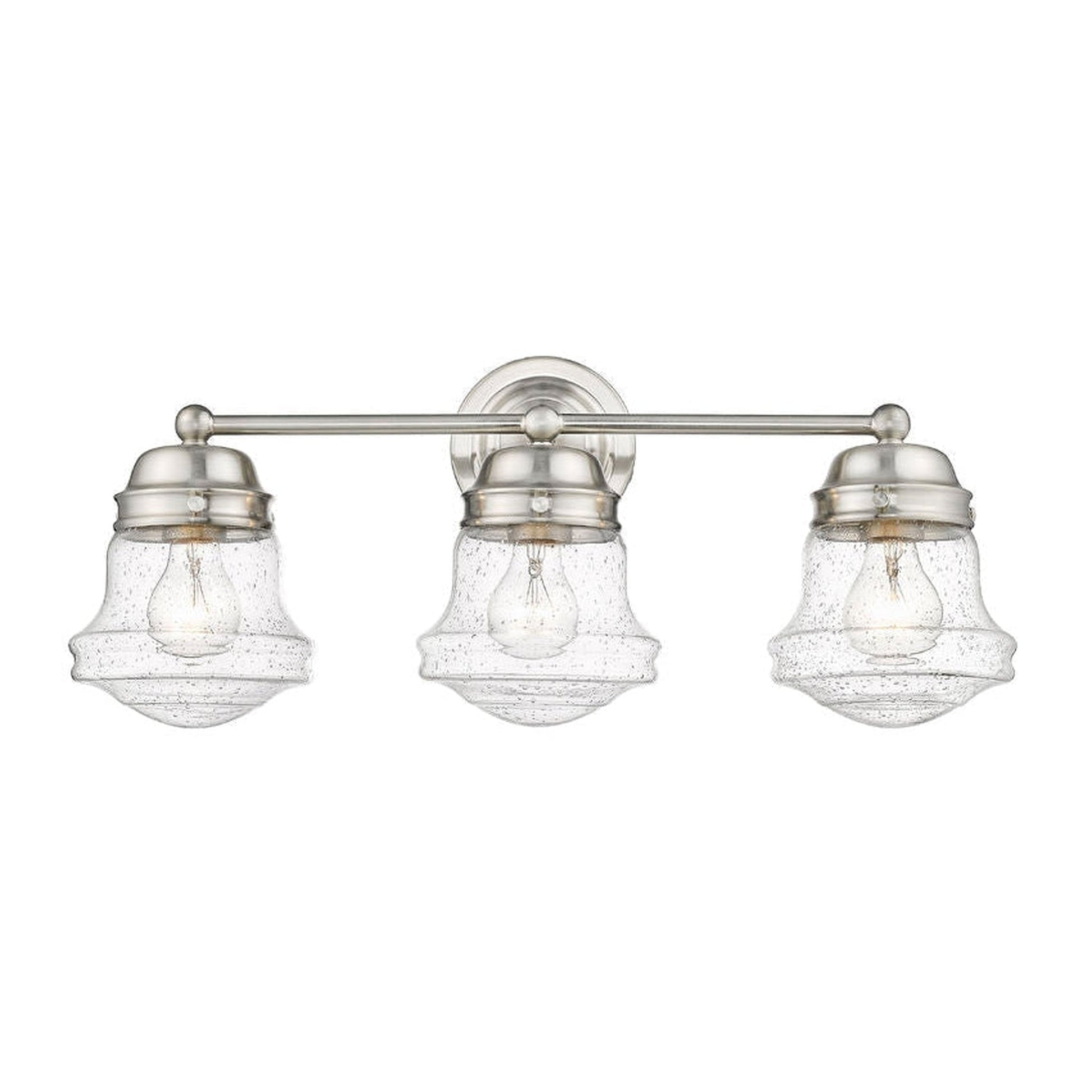 Z-Lite Vaughn 23" 3-Light Brushed Nickel Vanity Light With Clear Seedy Glass Shade
