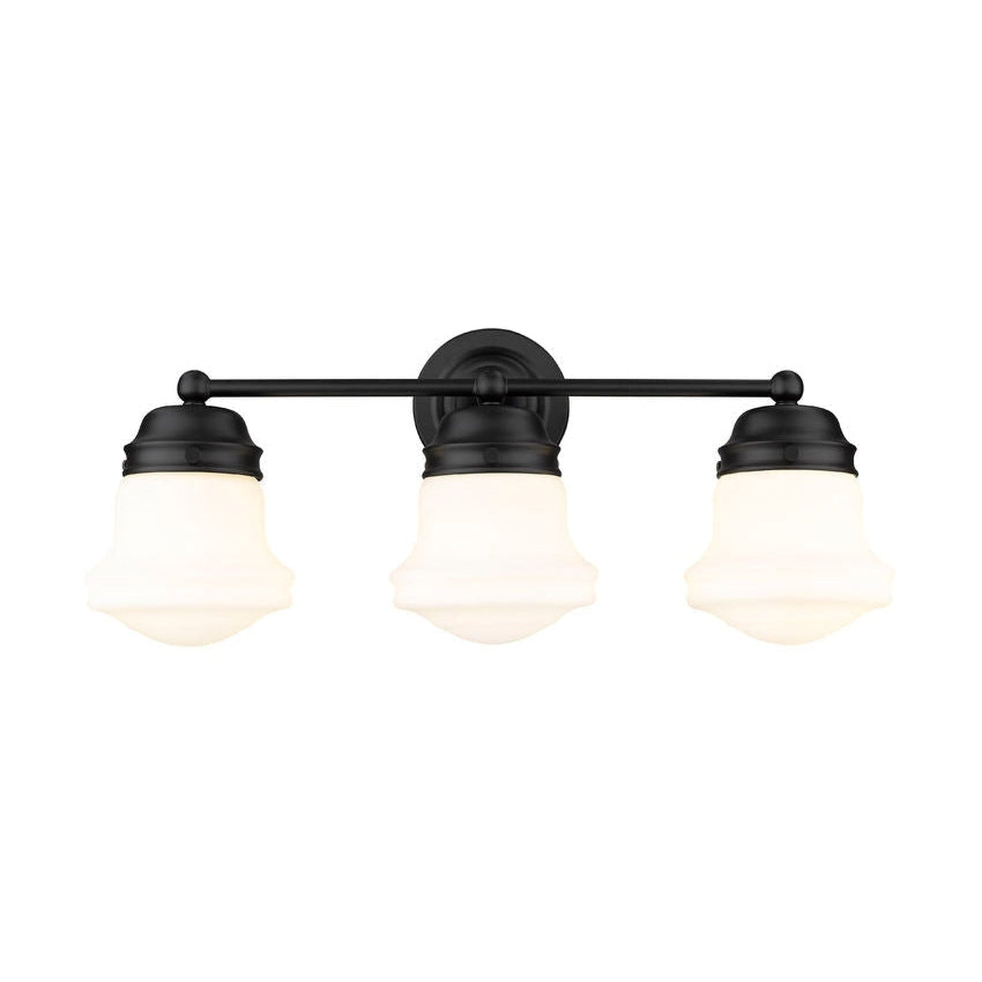 Z-Lite Vaughn 23" 3-Light Matte Black Vanity Light With Matte Opal Glass Shade