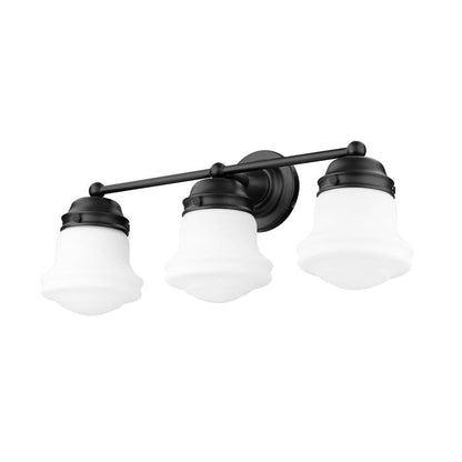 Z-Lite Vaughn 23" 3-Light Matte Black Vanity Light With Matte Opal Glass Shade