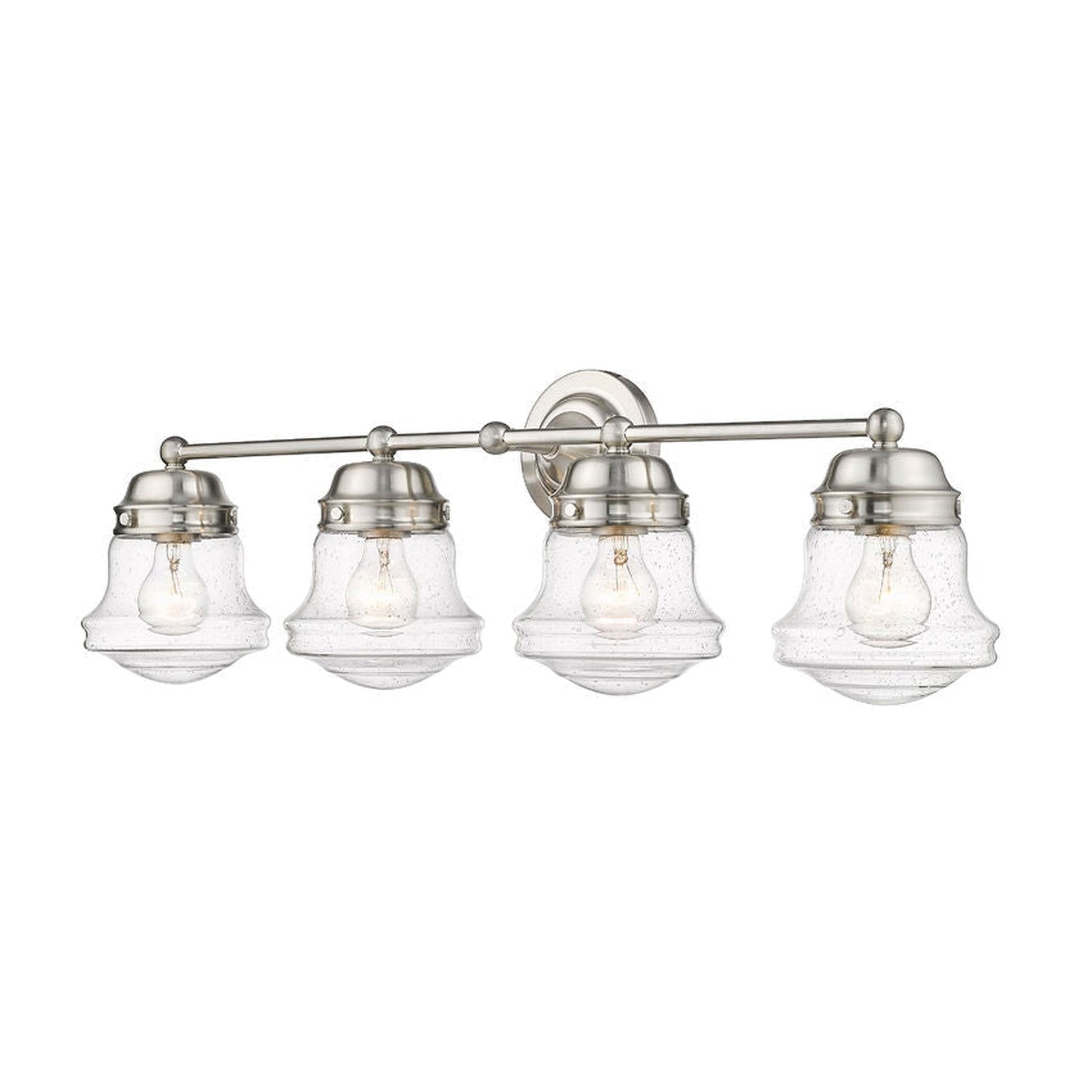 Z-Lite Vaughn 32" 4-Light Brushed Nickel Vanity Light With Clear Seedy Glass Shade