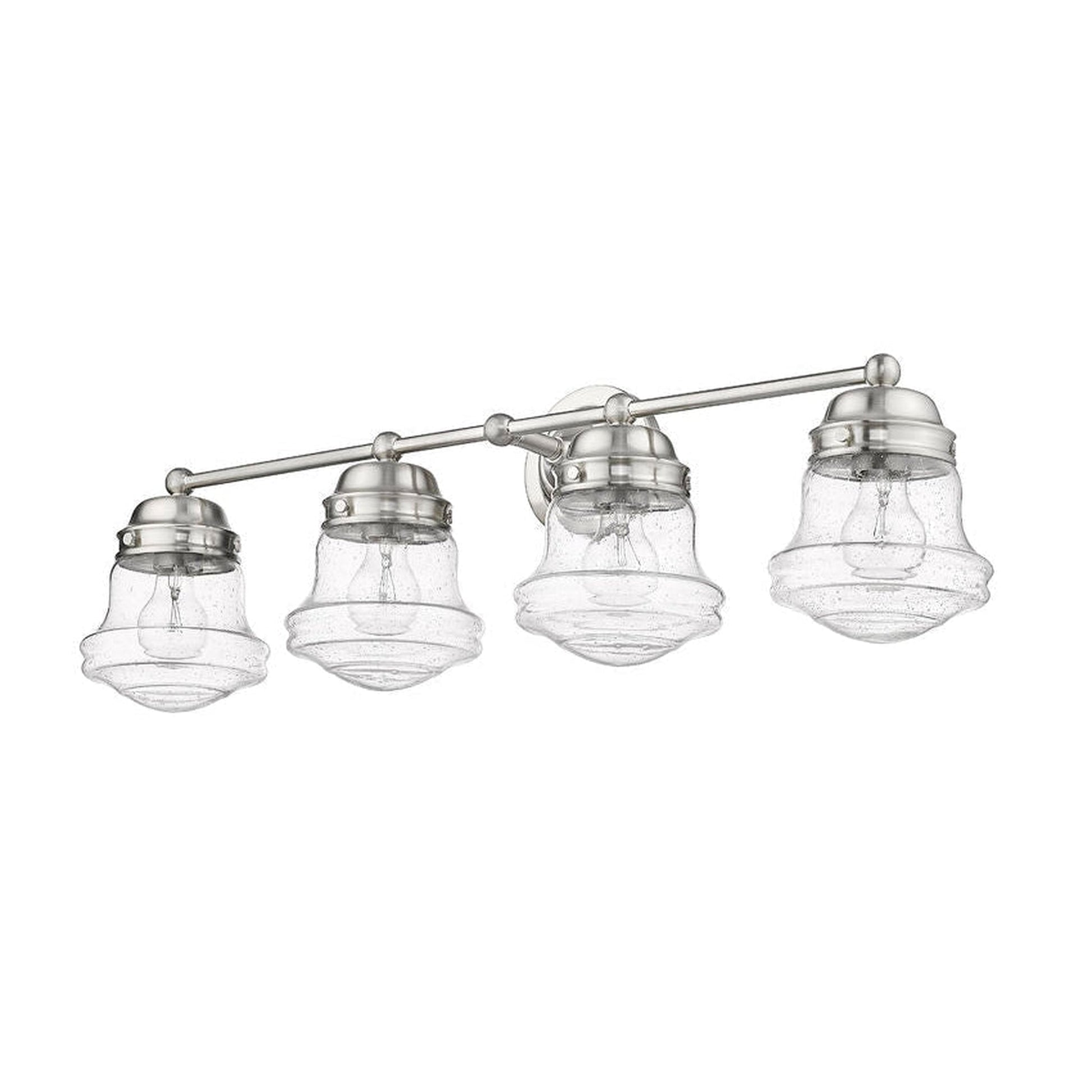 Z-Lite Vaughn 32" 4-Light Brushed Nickel Vanity Light With Clear Seedy Glass Shade