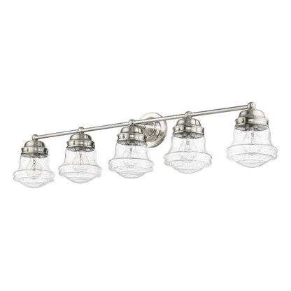 Z-Lite Vaughn 41" 5-Light Brushed Nickel Vanity Light With Clear Seedy Glass Shade