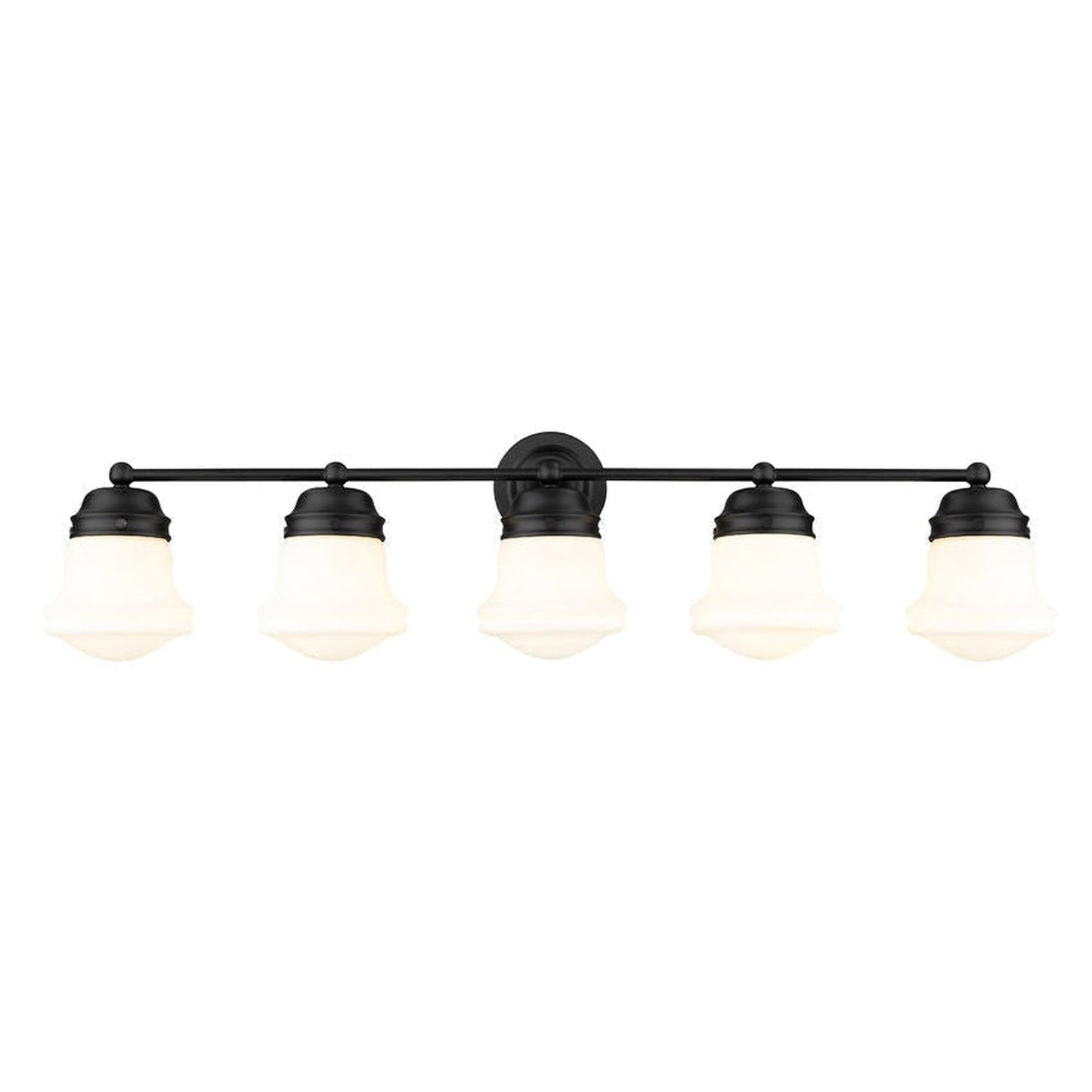 Z-Lite Vaughn 41" 5-Light Matte Black Vanity Light With Matte Opal Glass Shade