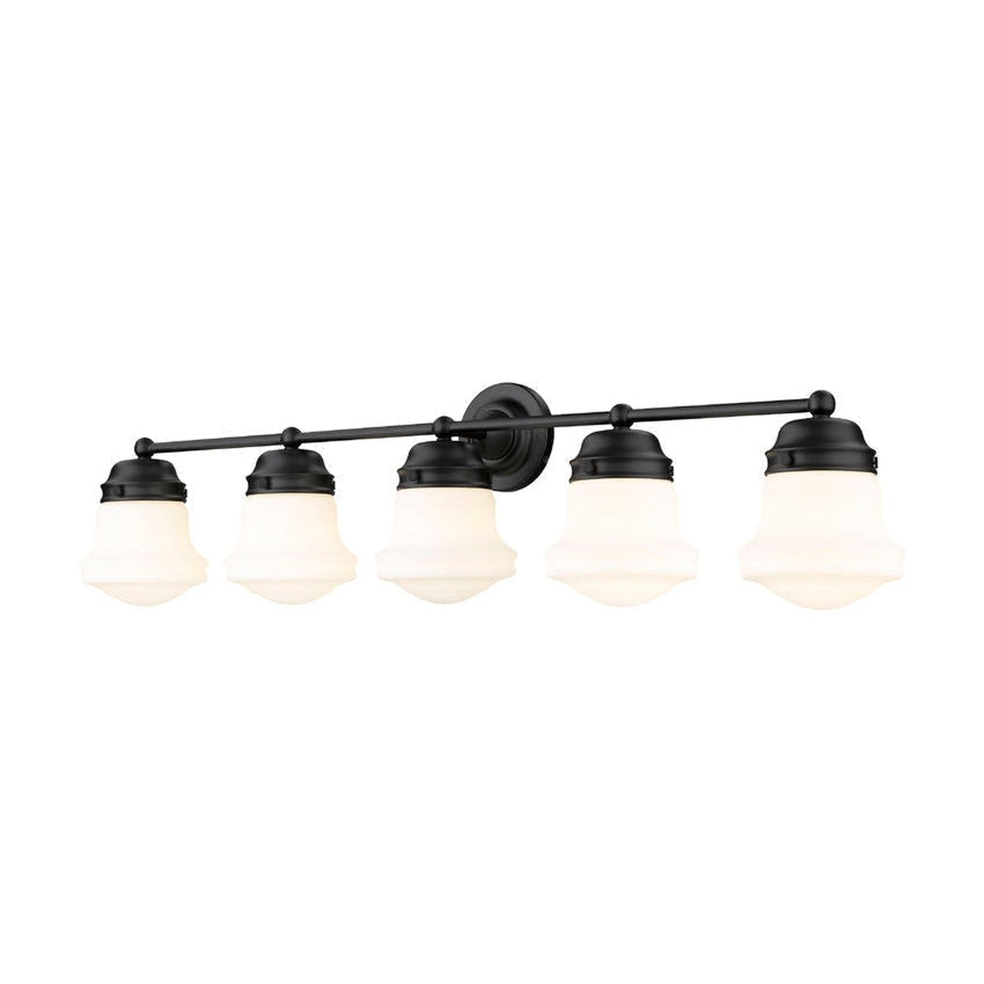 Z-Lite Vaughn 41" 5-Light Matte Black Vanity Light With Matte Opal Glass Shade