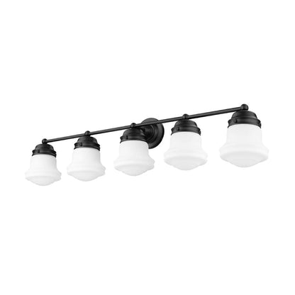 Z-Lite Vaughn 41" 5-Light Matte Black Vanity Light With Matte Opal Glass Shade