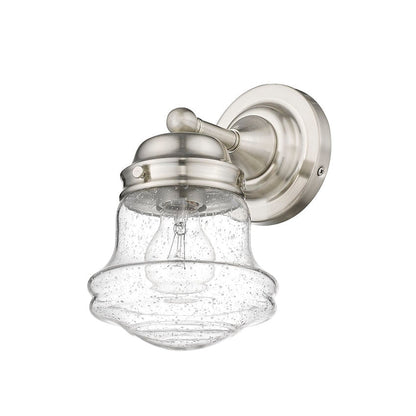 Z-Lite Vaughn 6" 1-Light Brushed Nickel Wall Sconce With Clear Seedy Glass Shade