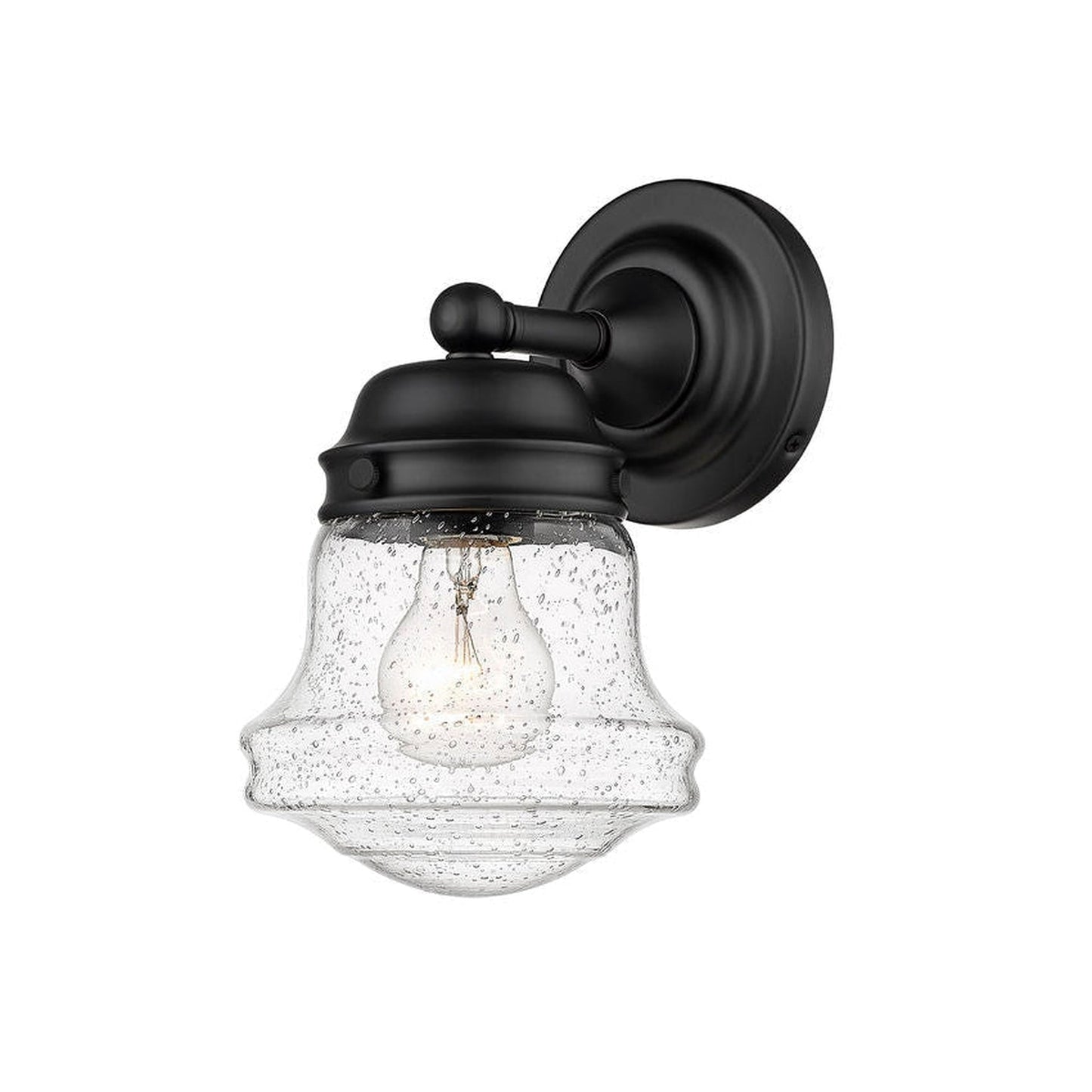 Z-Lite Vaughn 6" 1-Light Matte Black Wall Sconce With Clear Seedy Glass Shade