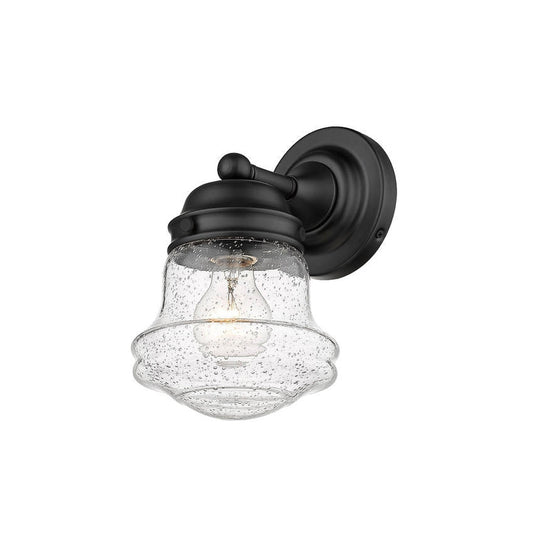 Z-Lite Vaughn 6" 1-Light Matte Black Wall Sconce With Clear Seedy Glass Shade
