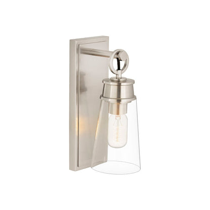 Z-Lite Wentworth 5" 1-Light Brushed Nickel Wall Sconce With Clear Glass Shade