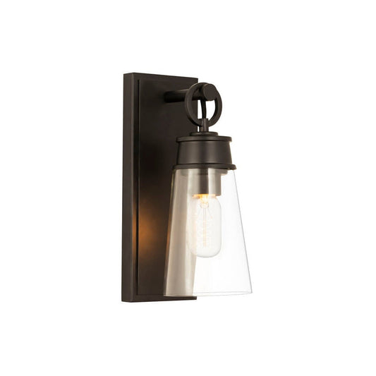 Z-Lite Wentworth 5" 1-Light Matte Black Wall Sconce With Clear Glass Shade
