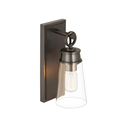 Z-Lite Wentworth 5" 1-Light Plated Bronze Wall Sconce With Clear Glass Shade