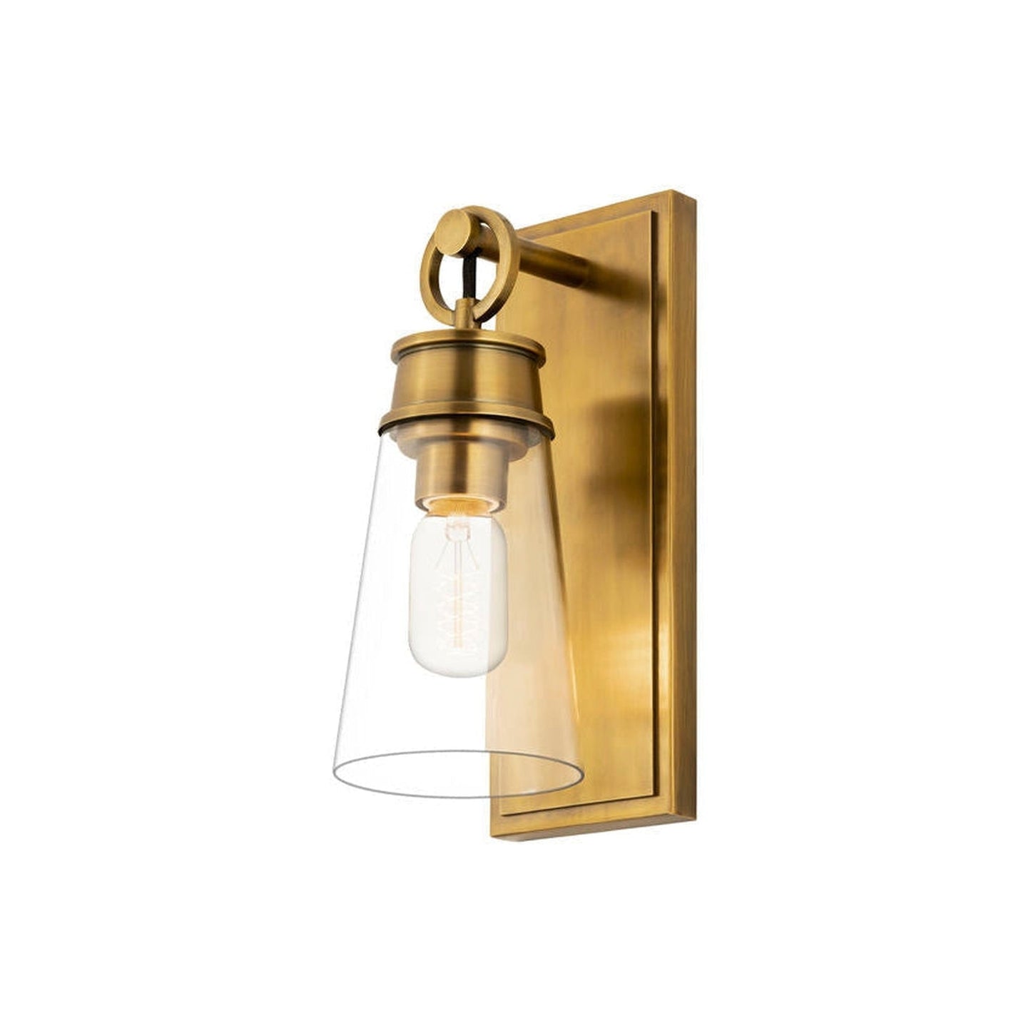 Z-Lite Wentworth 5" 1-Light Rubbed Brass Wall Sconce With Clear Glass Shade