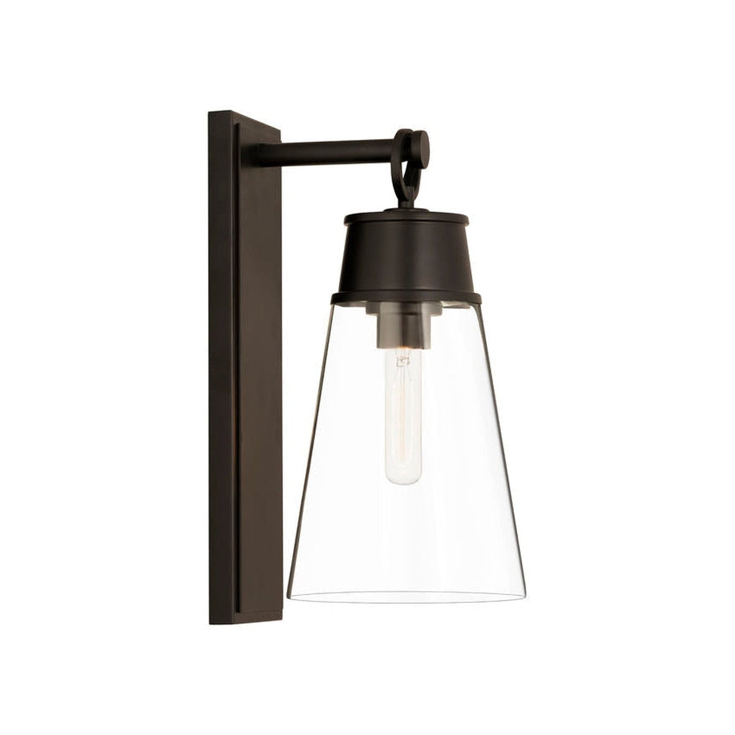 Z-Lite Wentworth 8" 1-Light Matte Black Wall Sconce With Clear Glass Shade