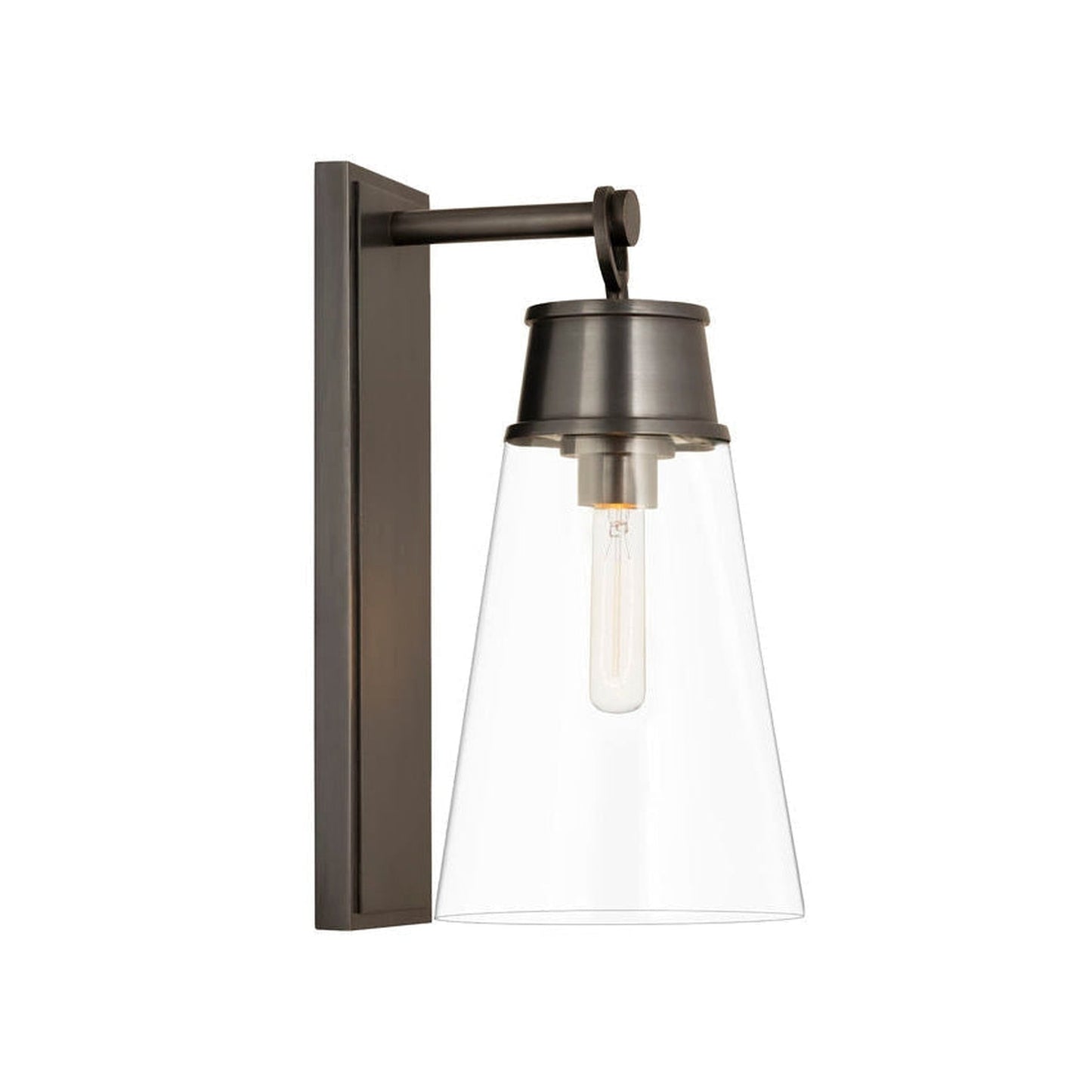 Z-Lite Wentworth 8" 1-Light Plated Bronze Wall Sconce With Clear Glass Shade