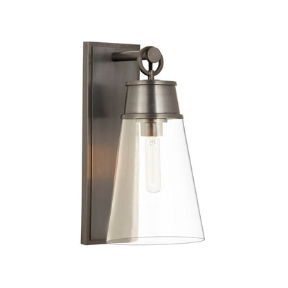 Z-Lite Wentworth 8" 1-Light Plated Bronze Wall Sconce With Clear Glass Shade