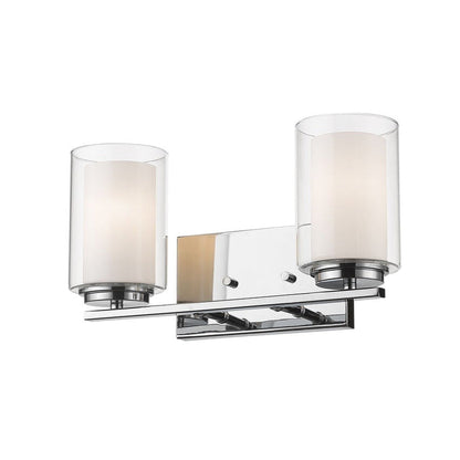 Z-Lite Willow 15" 2-Light Chrome Vanity Light With Clear Matte Opal Glass Shade