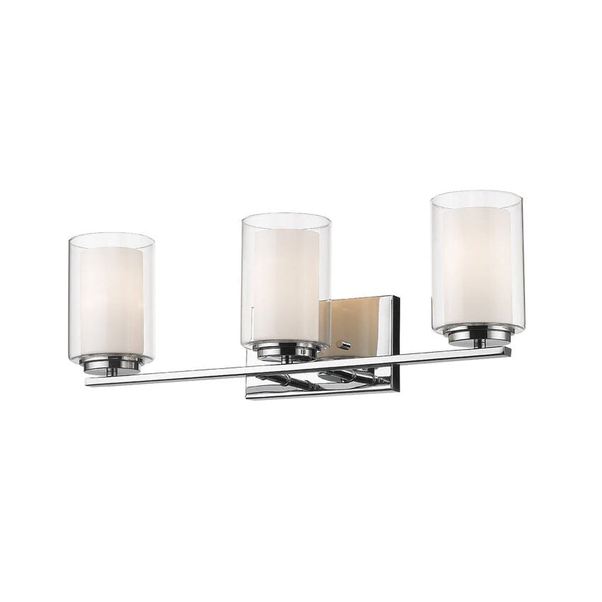 Z-Lite Willow 24" 3-Light Chrome Vanity Light With Clear and Matte Opal Glass Shade