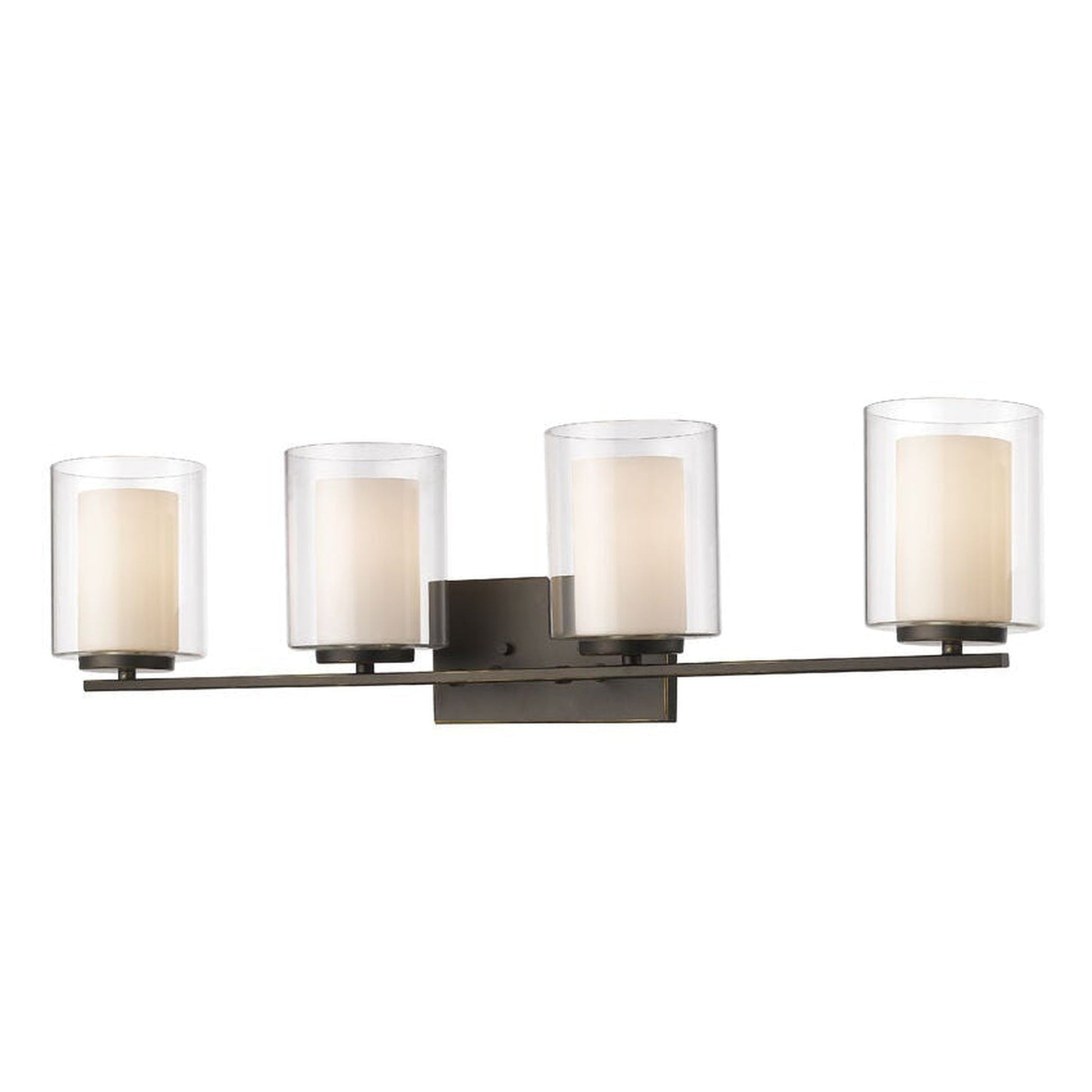 Z-Lite Willow 32" 4-Light Olde Bronze Vanity Light With Clear and Matte Opal Glass Shade