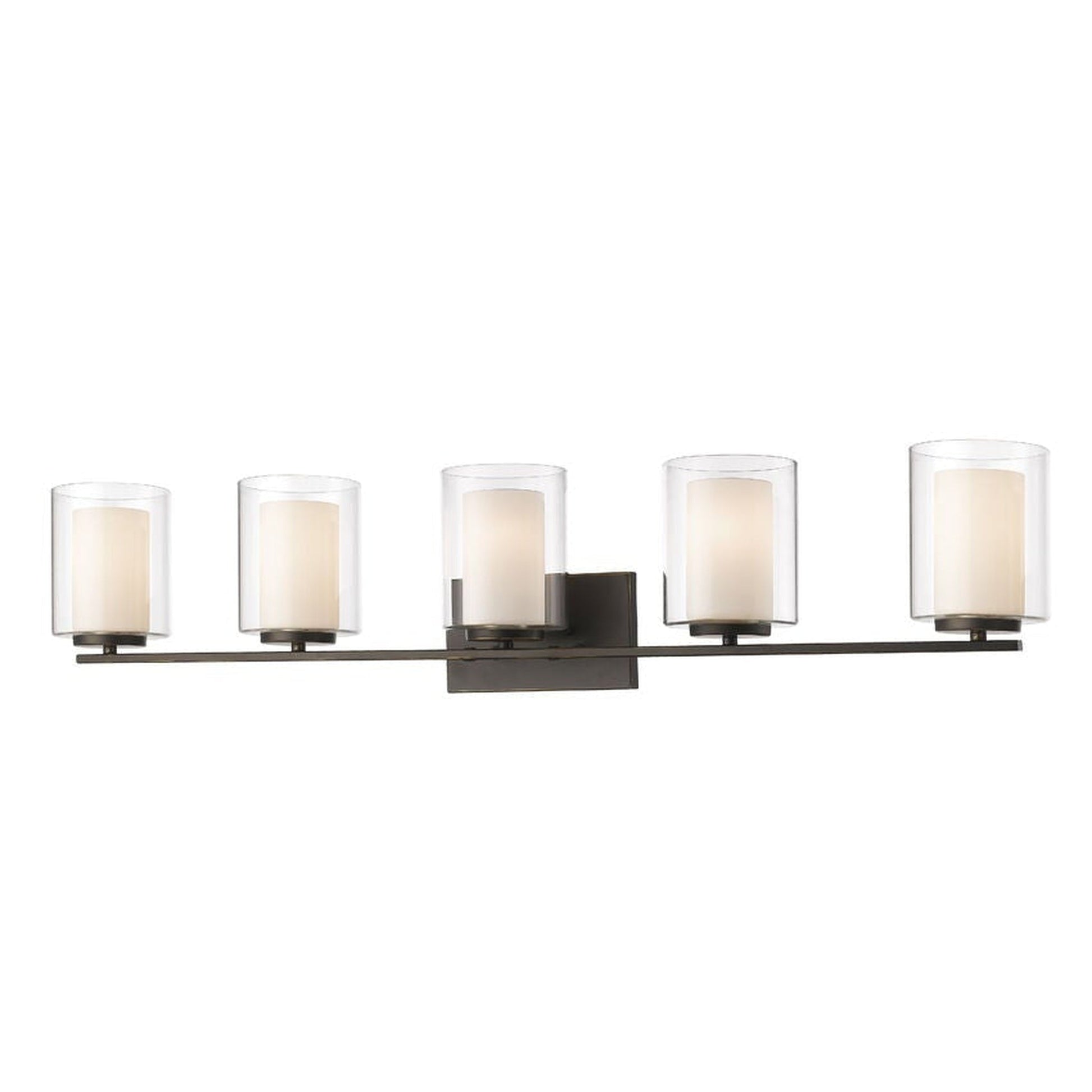 Z-Lite Willow 41" 5-Light Olde Bronze Vanity Light With Clear and Matte Opal Glass Shade
