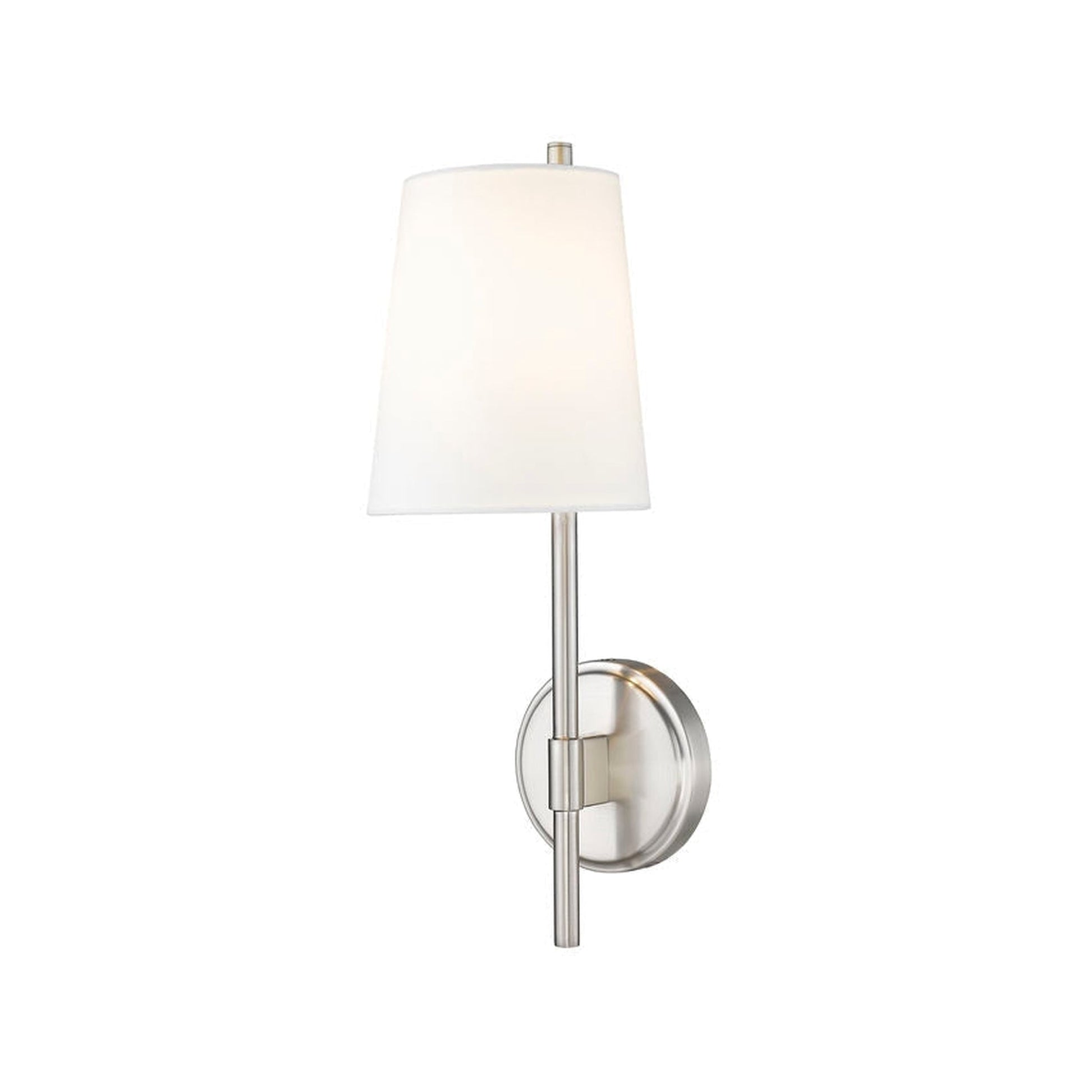 Z-Lite Winward 6" 1-Light Brushed Nickel Wall Sconce With White Fabric Shade